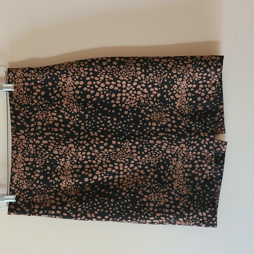 Vivienne Tam animal print polka dot black and brown mini skirt sz 6